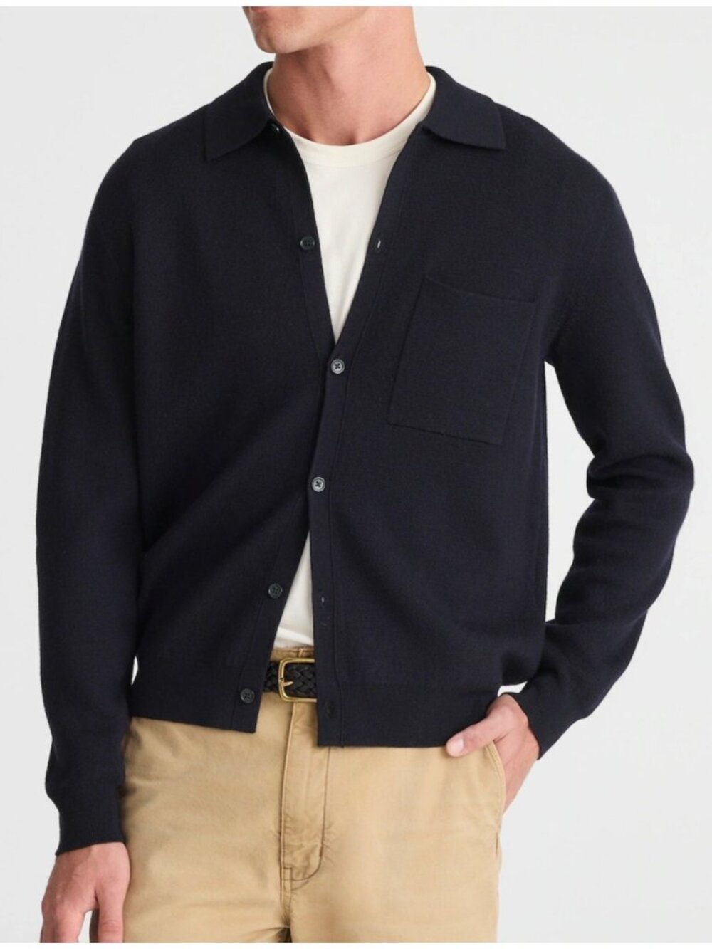 NWT Madewell Collared Cardigan Sweater Sz S Dark Indigo Navy Preppy Pockets Fall